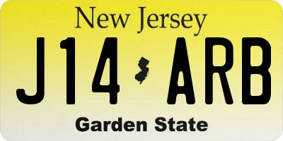 NJ license plate J14ARB