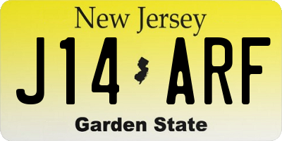 NJ license plate J14ARF