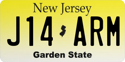 NJ license plate J14ARM