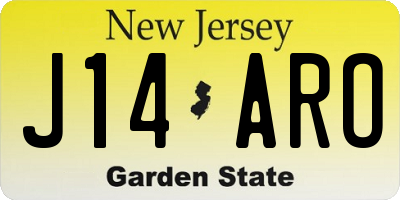 NJ license plate J14ARO