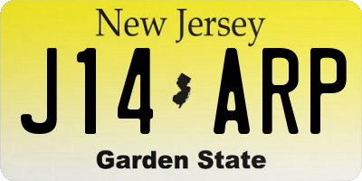 NJ license plate J14ARP