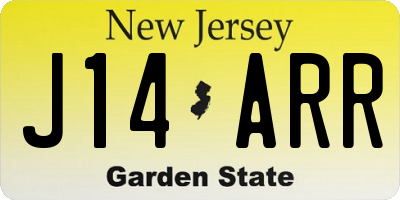 NJ license plate J14ARR
