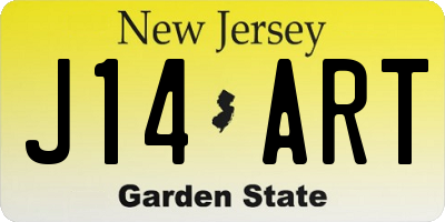 NJ license plate J14ART
