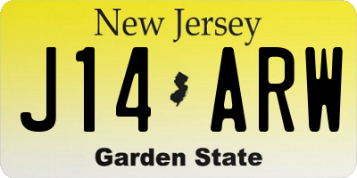 NJ license plate J14ARW