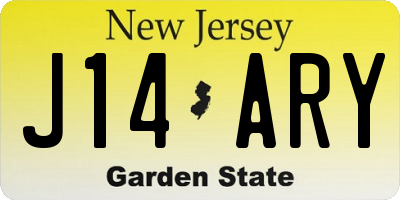 NJ license plate J14ARY