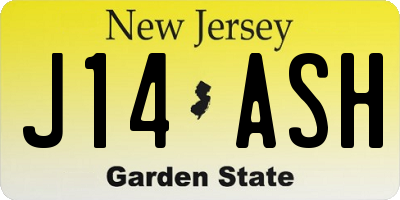 NJ license plate J14ASH