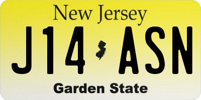NJ license plate J14ASN