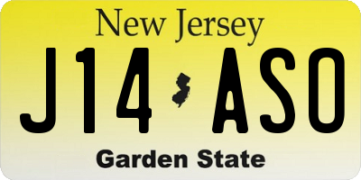 NJ license plate J14ASO