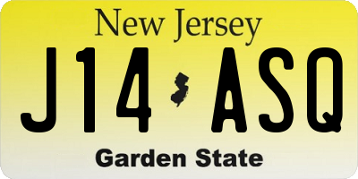 NJ license plate J14ASQ