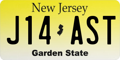 NJ license plate J14AST