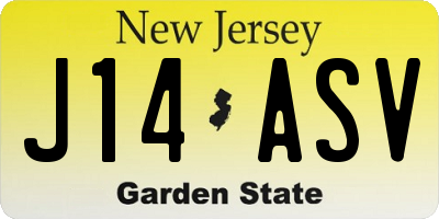 NJ license plate J14ASV
