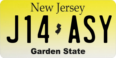 NJ license plate J14ASY