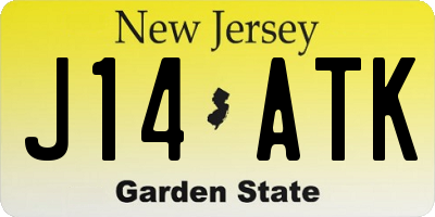 NJ license plate J14ATK