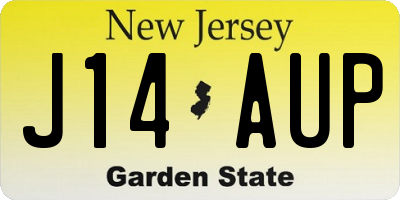 NJ license plate J14AUP