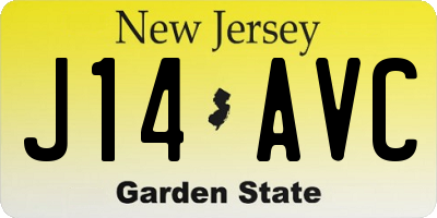 NJ license plate J14AVC