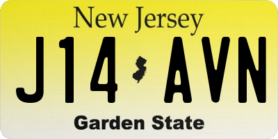 NJ license plate J14AVN