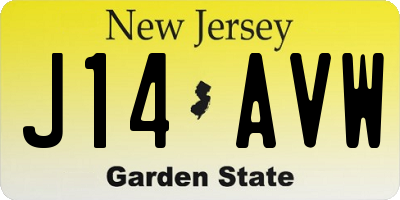 NJ license plate J14AVW