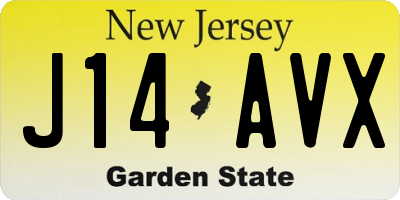 NJ license plate J14AVX