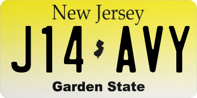 NJ license plate J14AVY