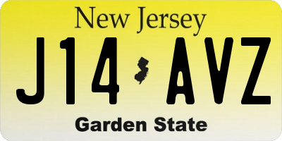 NJ license plate J14AVZ