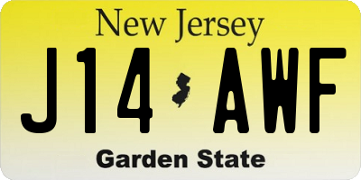 NJ license plate J14AWF