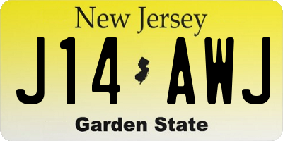 NJ license plate J14AWJ