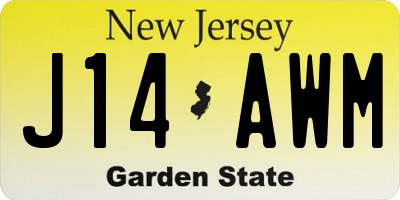 NJ license plate J14AWM