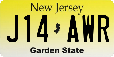 NJ license plate J14AWR
