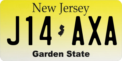 NJ license plate J14AXA