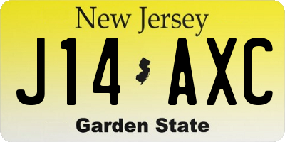 NJ license plate J14AXC