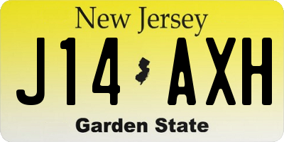 NJ license plate J14AXH