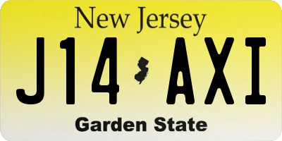 NJ license plate J14AXI