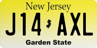 NJ license plate J14AXL