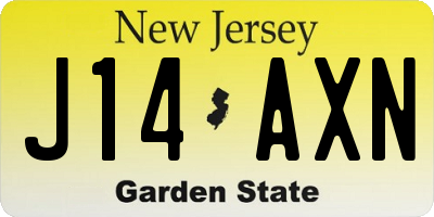 NJ license plate J14AXN