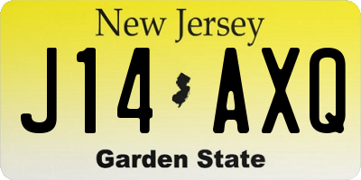 NJ license plate J14AXQ