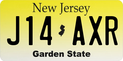 NJ license plate J14AXR