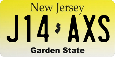 NJ license plate J14AXS