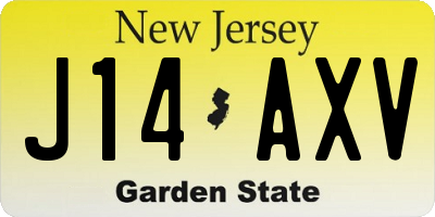NJ license plate J14AXV