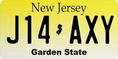 NJ license plate J14AXY