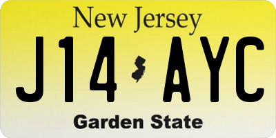 NJ license plate J14AYC