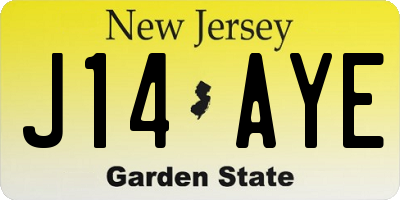 NJ license plate J14AYE