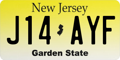 NJ license plate J14AYF