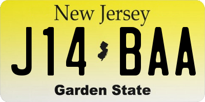 NJ license plate J14BAA