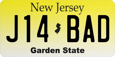 NJ license plate J14BAD