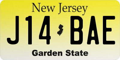 NJ license plate J14BAE