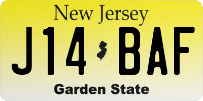 NJ license plate J14BAF
