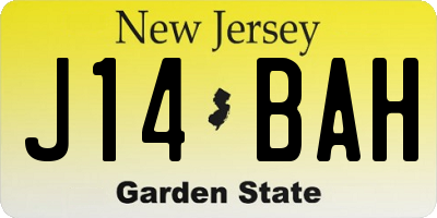 NJ license plate J14BAH