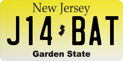NJ license plate J14BAT