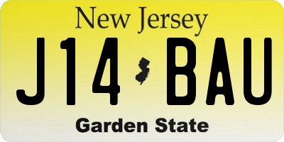 NJ license plate J14BAU