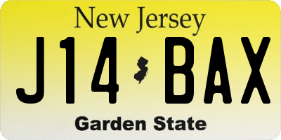 NJ license plate J14BAX